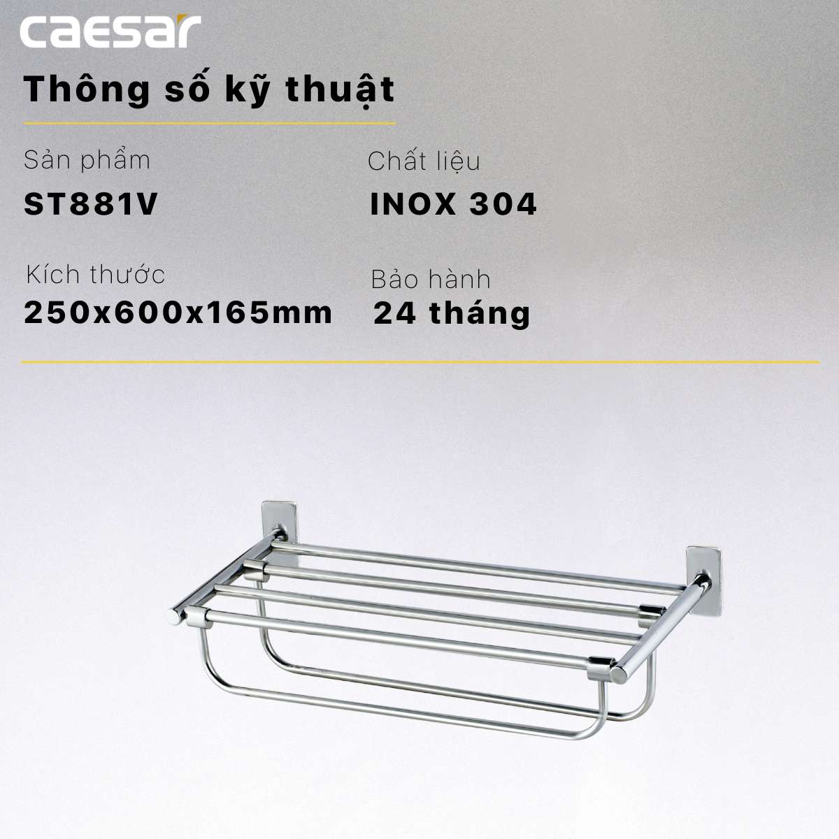 Kệ treo khăn inox Caesar ST881