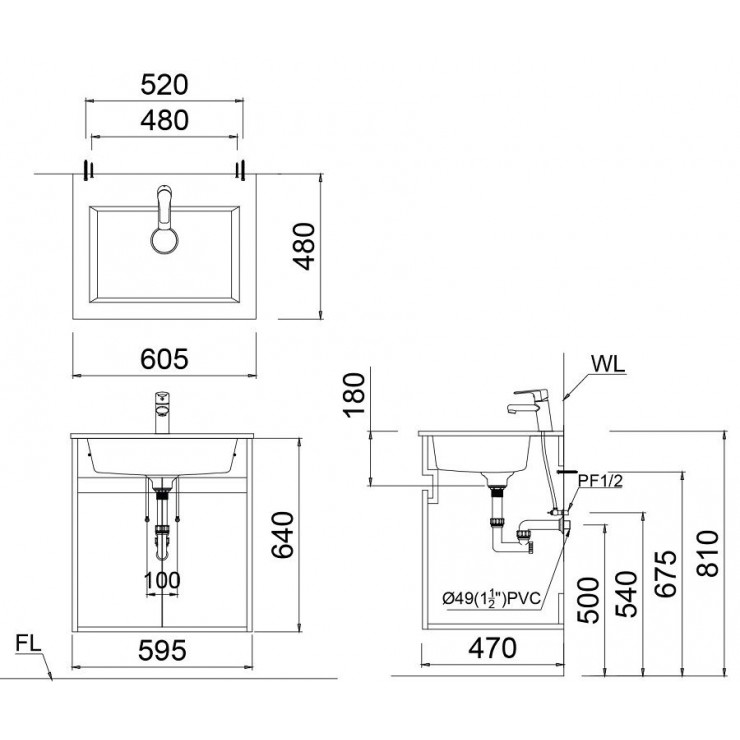 Tủ chậu cabinet treo màu hồng Caesar EH05017APV