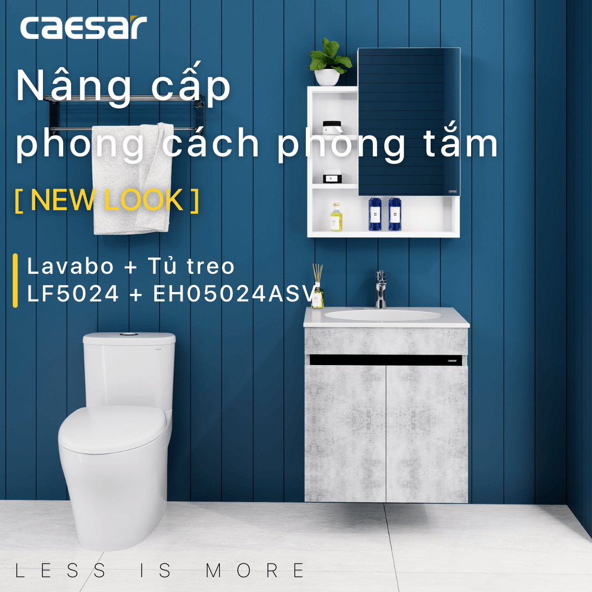 Bộ tủ chậu cabinet treo màu xám đậm Caesar LF5024+EH05024ASV
