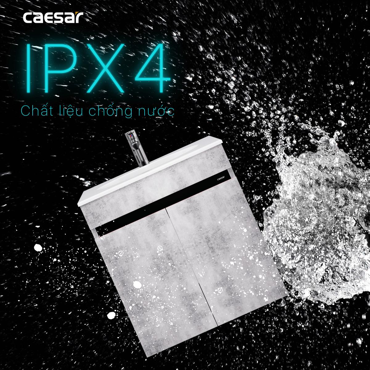 Bộ tủ chậu cabinet treo màu xám đậm Caesar LF5024+EH05024ASV