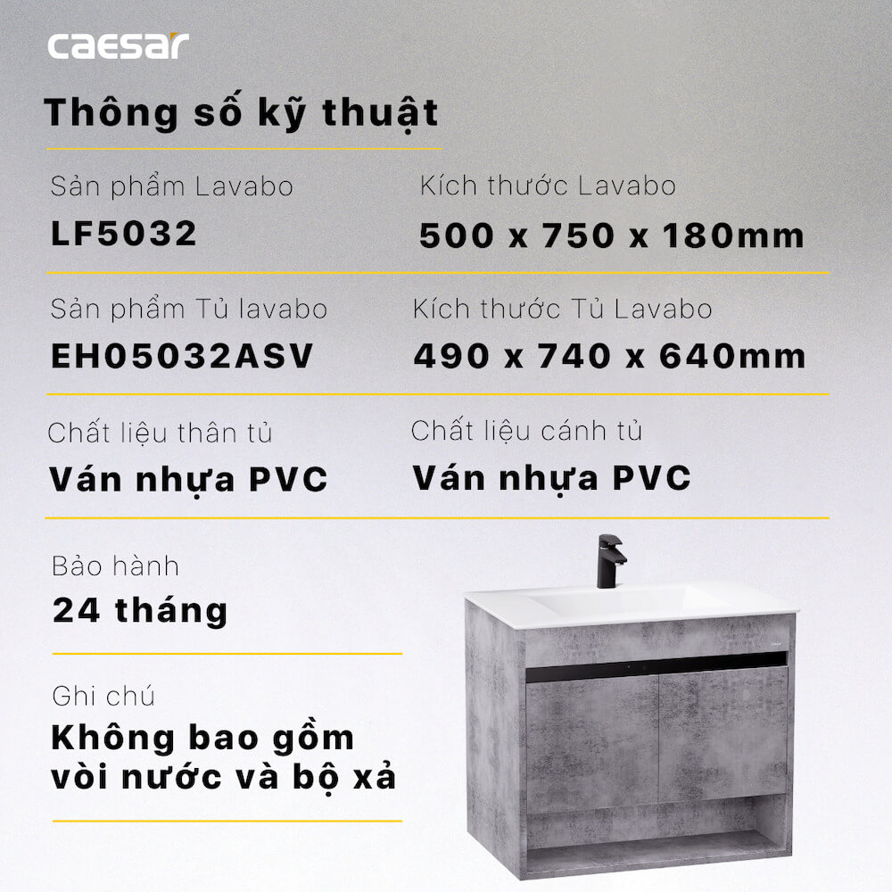 Tủ chậu cabinet Caesar EH05032ASV