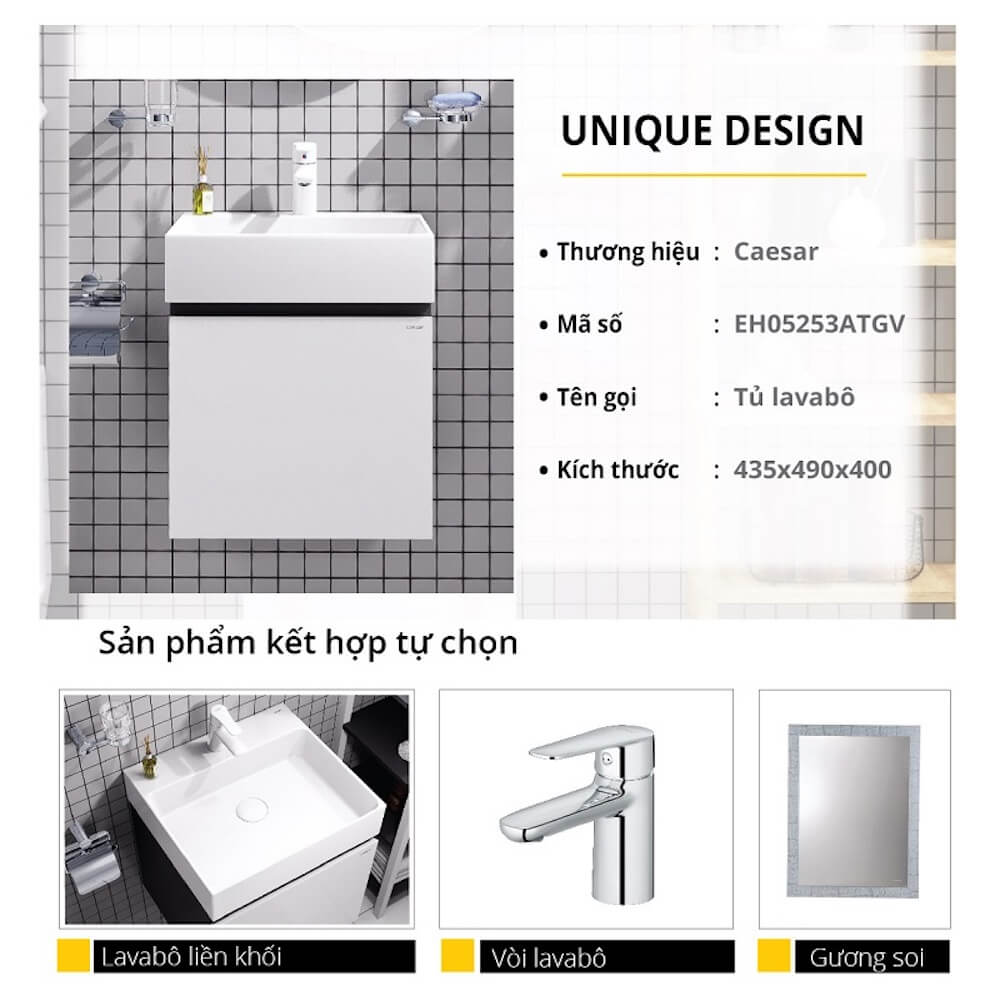 Tủ chậu cabinet Caesar EH05253ATGV