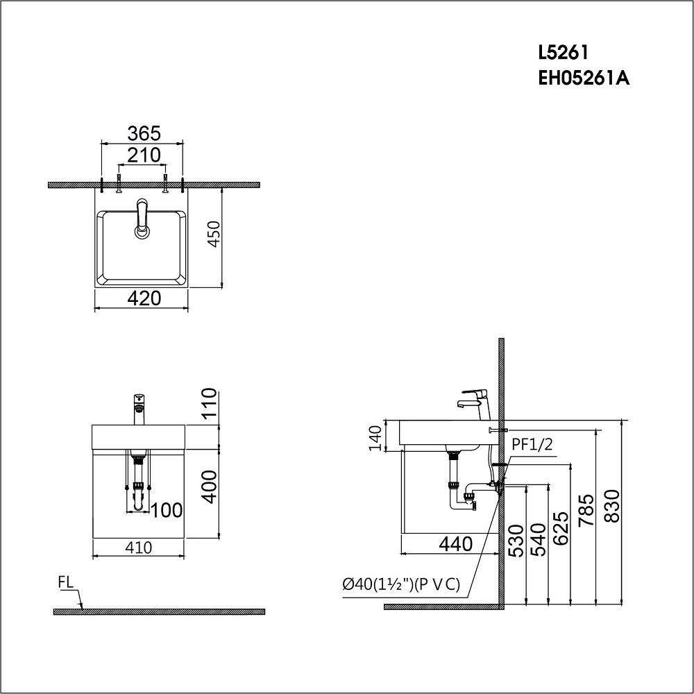 Tủ chậu cabinet Caesar EH05261ATGV