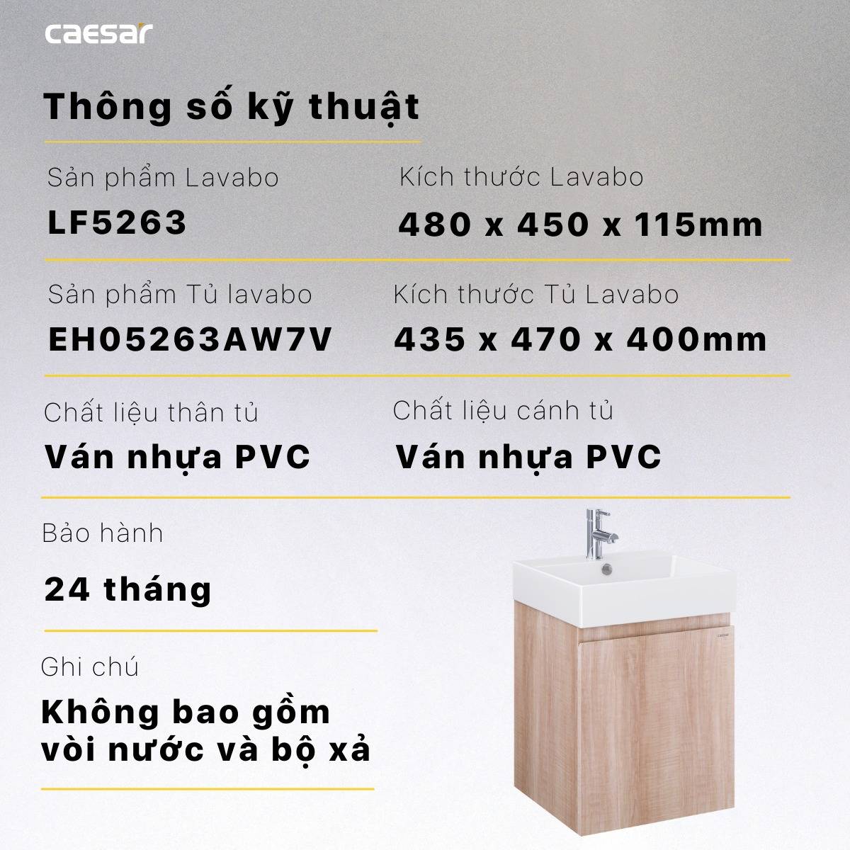 Tủ chậu cabinet Caesar EH05263AW7V