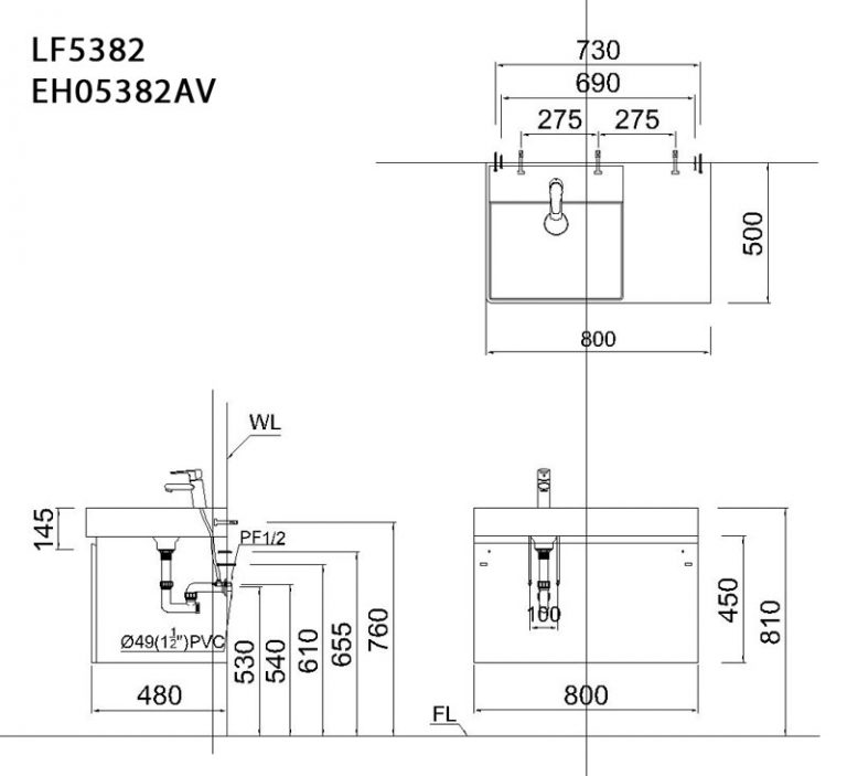 Tủ chậu Caesar EH05382AV / EH05382DWV