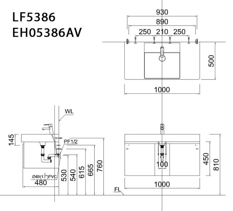 Tủ chậu Caesar EH05386AV/ EH05386DWV