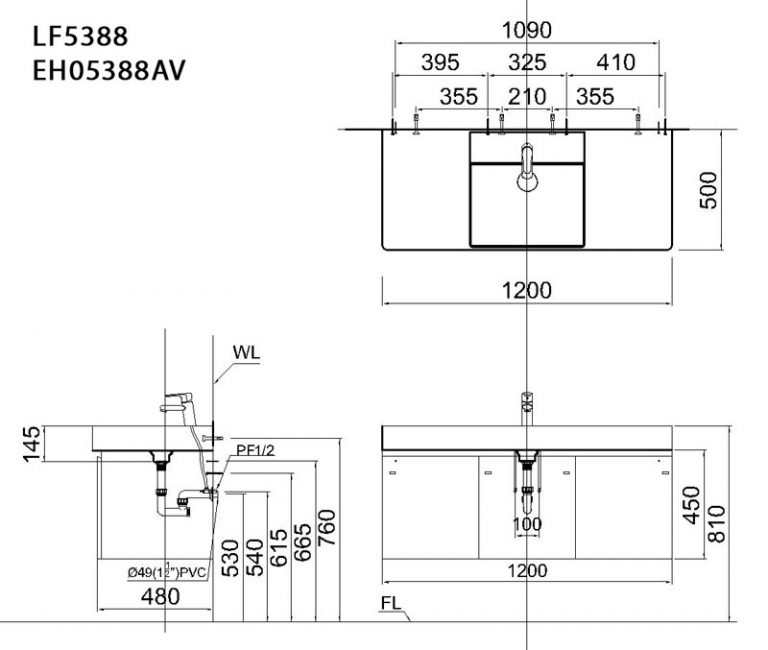 Tủ chậu Caesar EH05388AV/ EH05388DWV