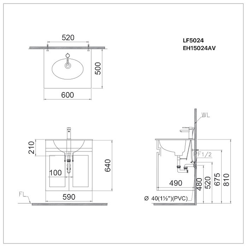Tủ chậu cabinet Caesar EH15024AW7V