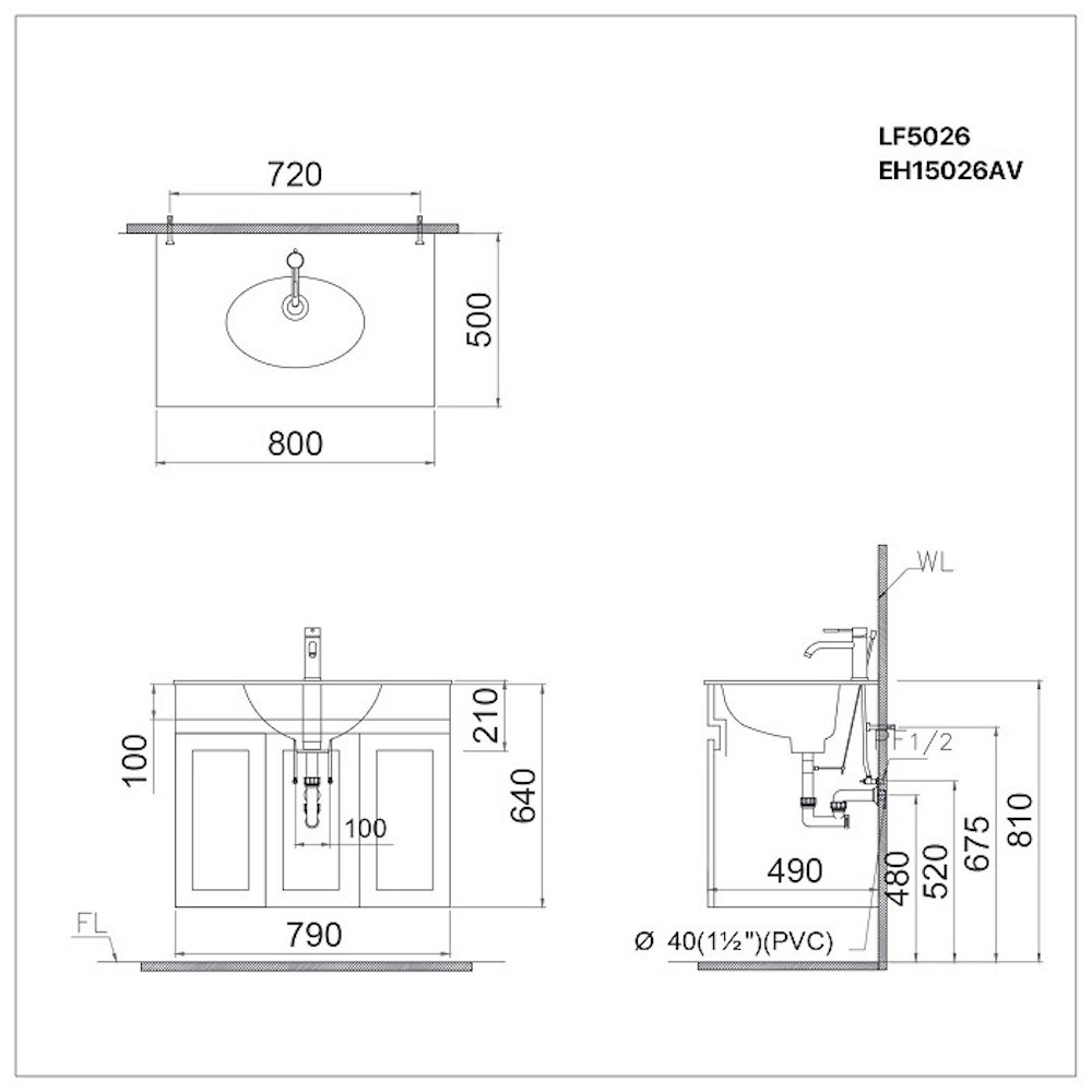 Tủ chậu cabinet Caesar EH15026AV