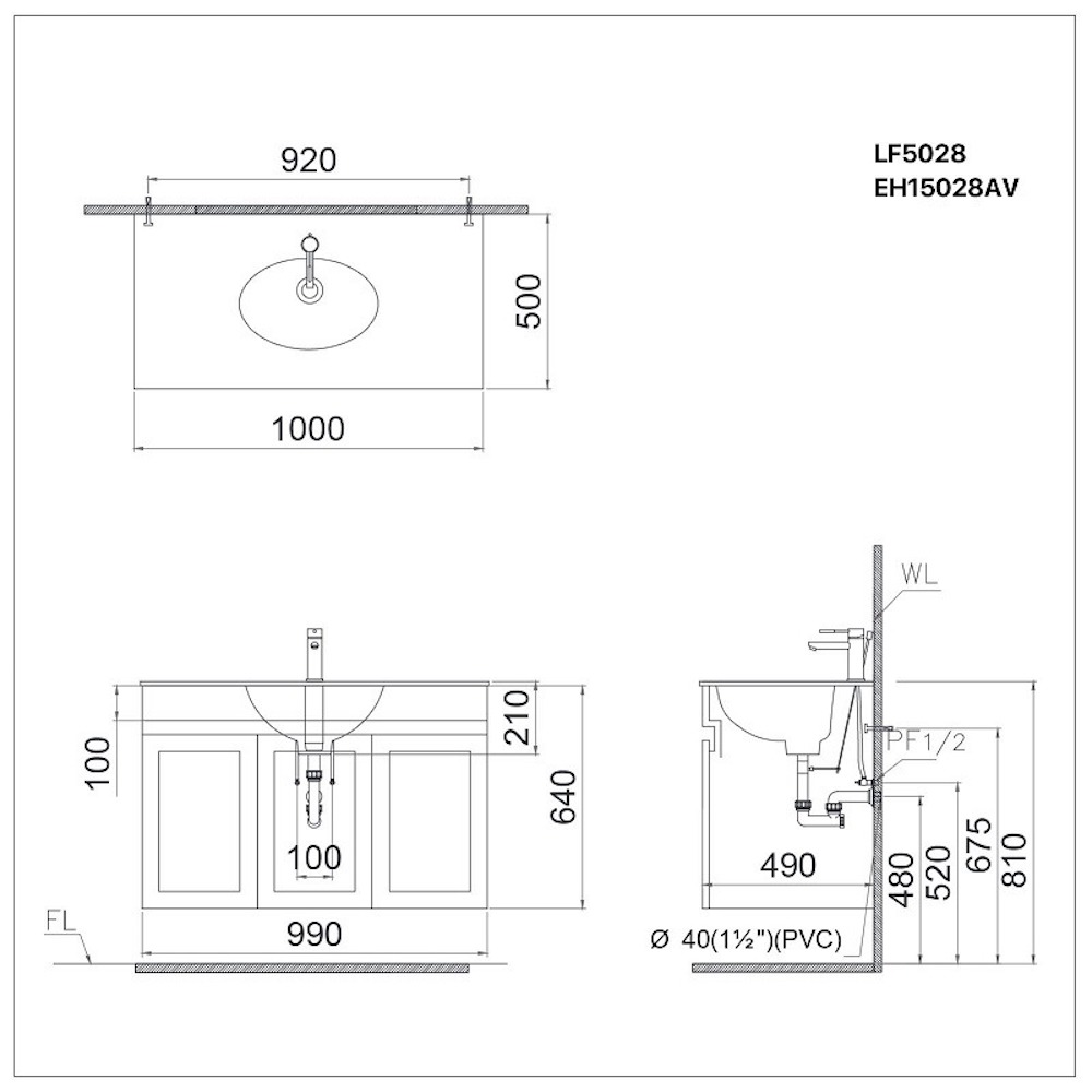 Tủ chậu cabinet Caesar EH15028AW7V