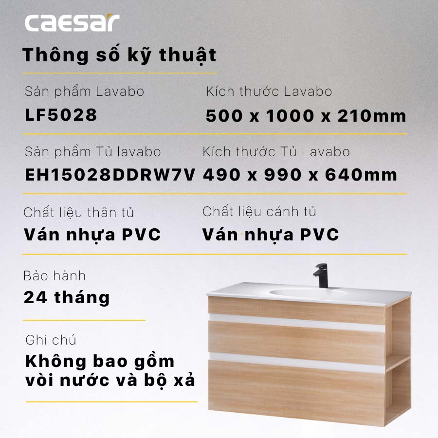 Tủ chậu cabinet Caesar EH15028DDRW7V