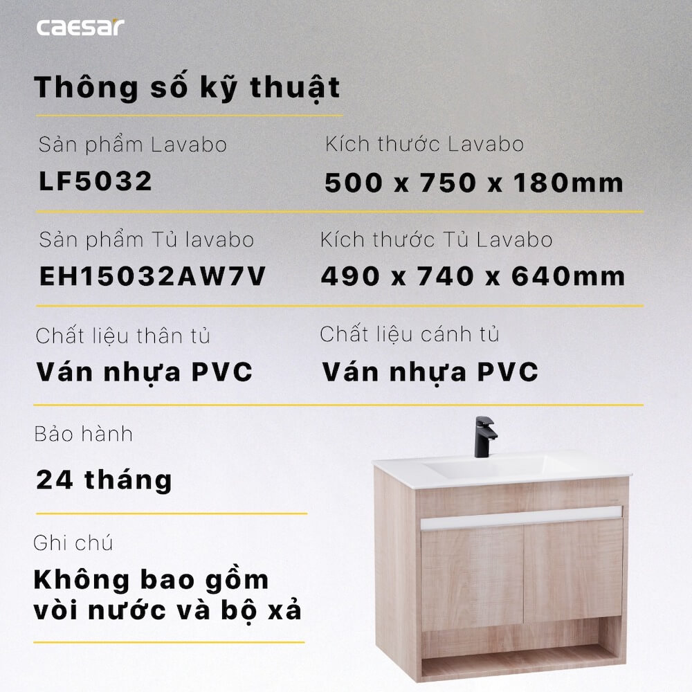 Tủ chậu cabinet Caesar EH15032AW7V