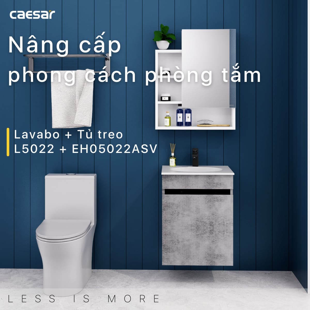 Tủ chậu cabinet treo màu xám đậm Caesar L5022+EH05022ASV