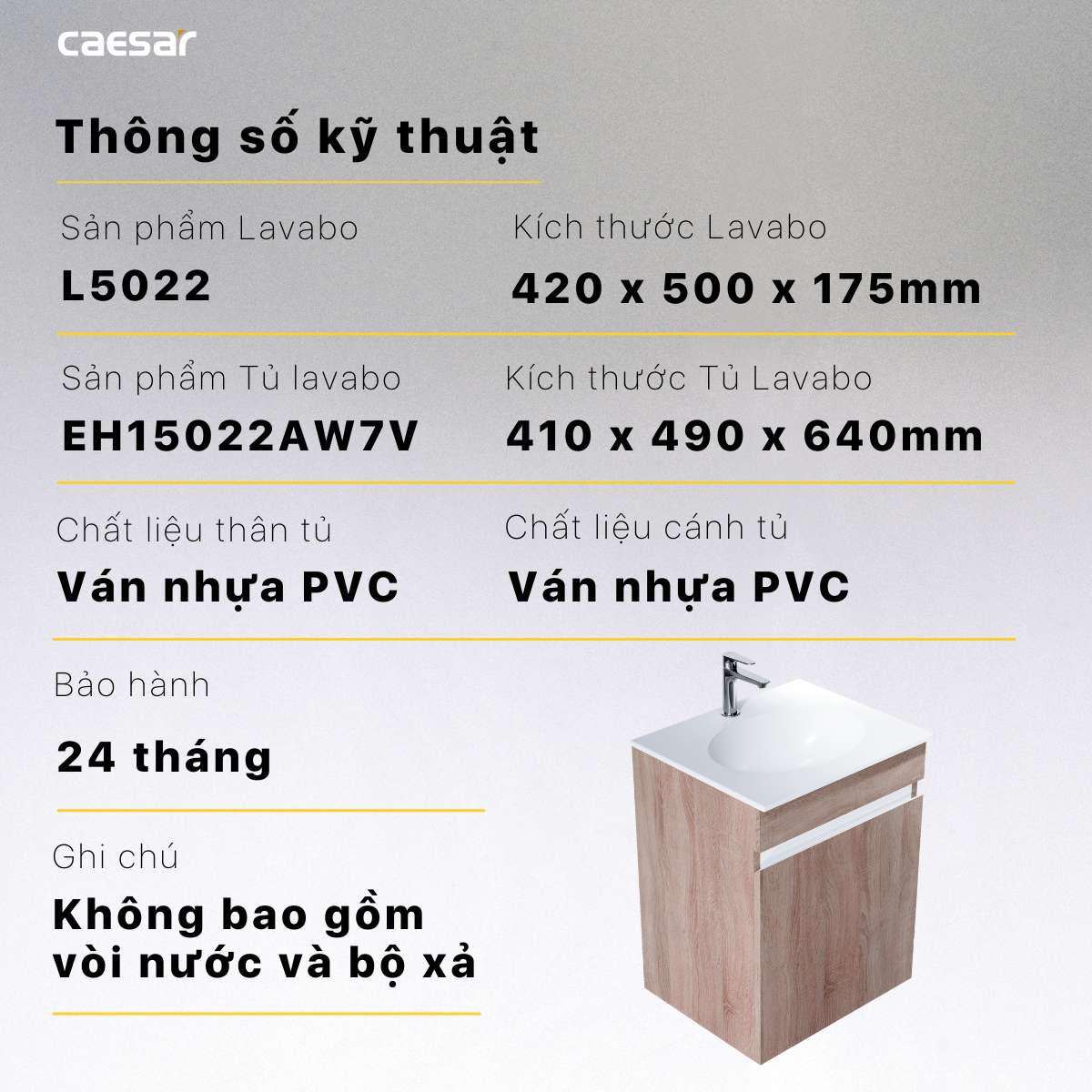 Tủ chậu cabinet Caesar L5022+EH15022AW7V