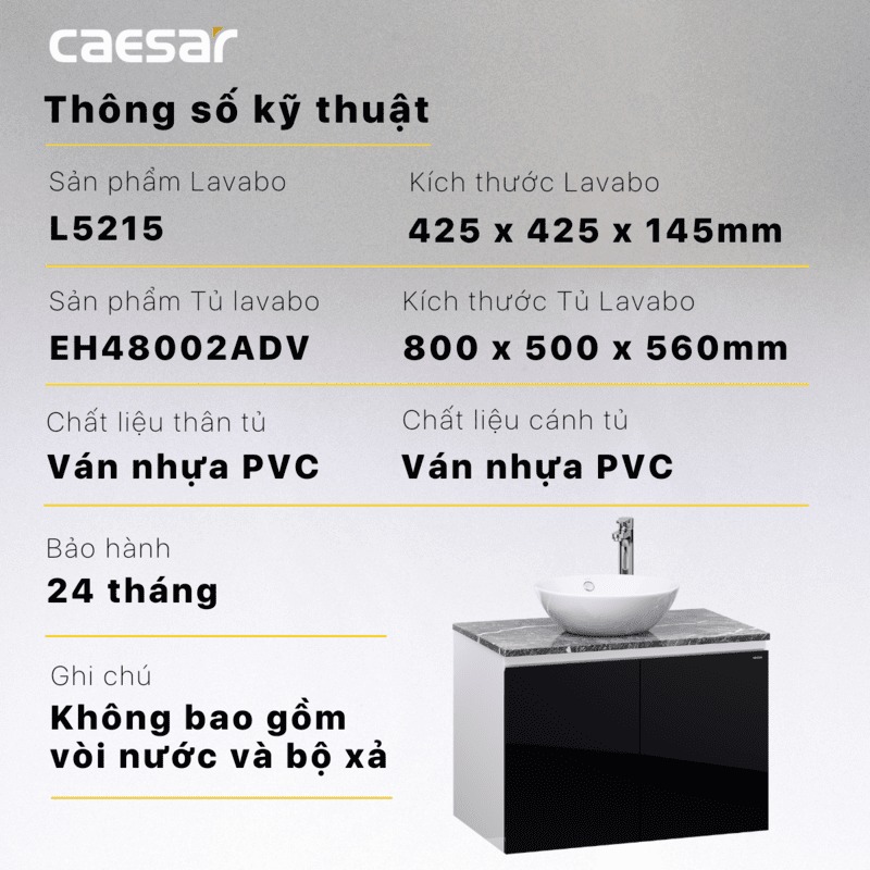 Bộ tủ chậu cabinet Caesar L5215+EH48002ADV