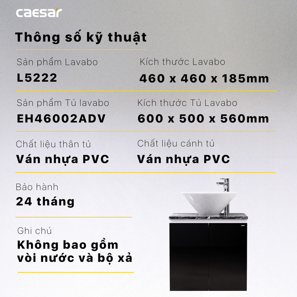 Bộ tủ chậu cabinet treo Caesar L5222+EH46002ADV