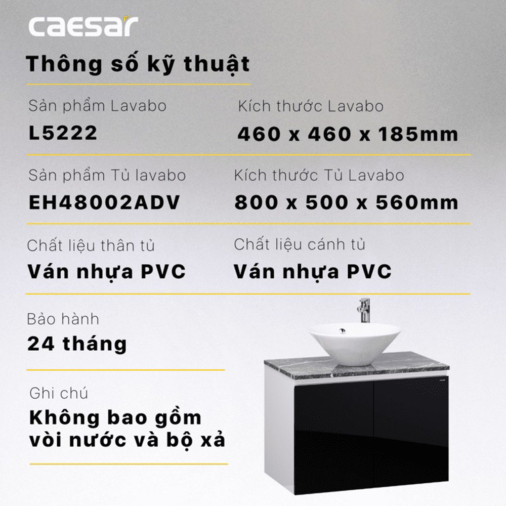 Bộ tủ chậu cabinet treo Caesar L5222+EH48002ADV