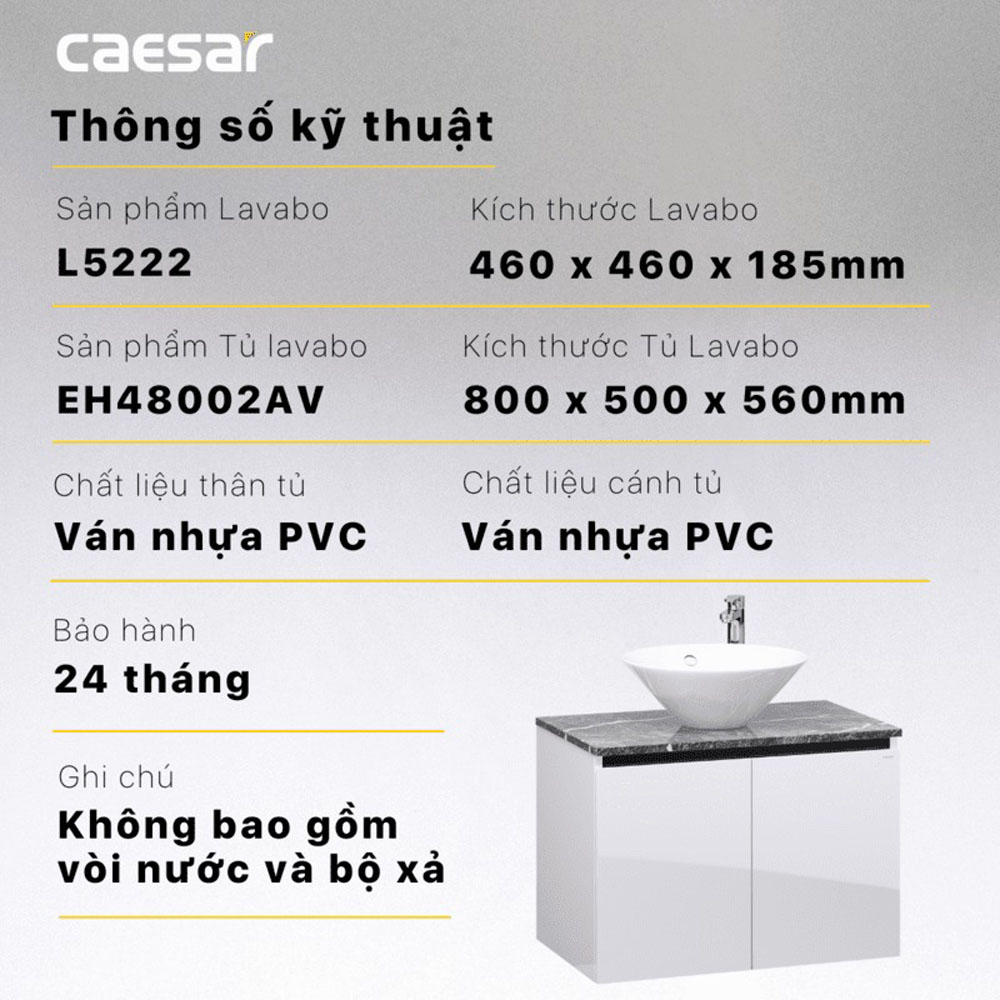 Bộ tủ chậu cabinet treo Caesar L5222+EH48002AV