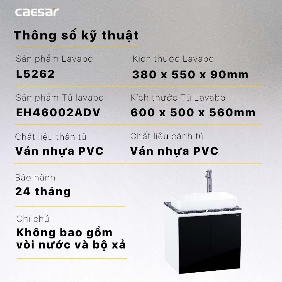 Bộ tủ chậu cabinet Caesar L5262+EH46002ADV