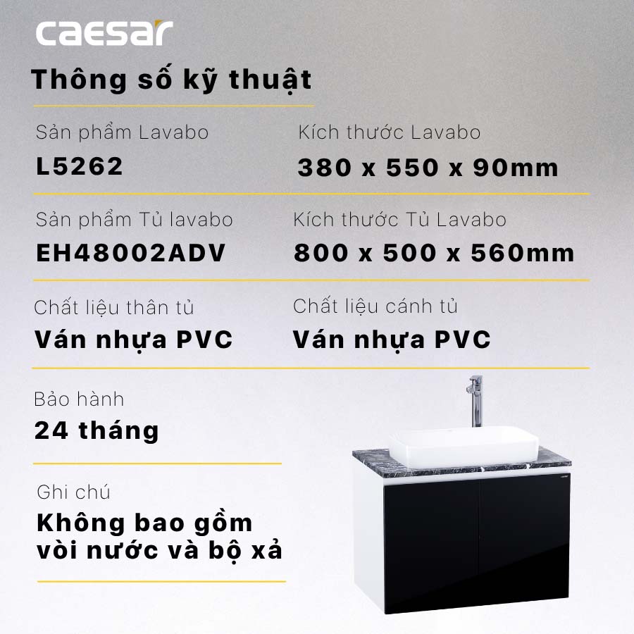 Bộ tủ chậu cabinet Caesar L5262+EH48002ADV