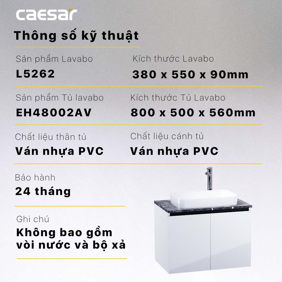 Bộ tủ chậu cabinet Caesar L5262+EH48002AV