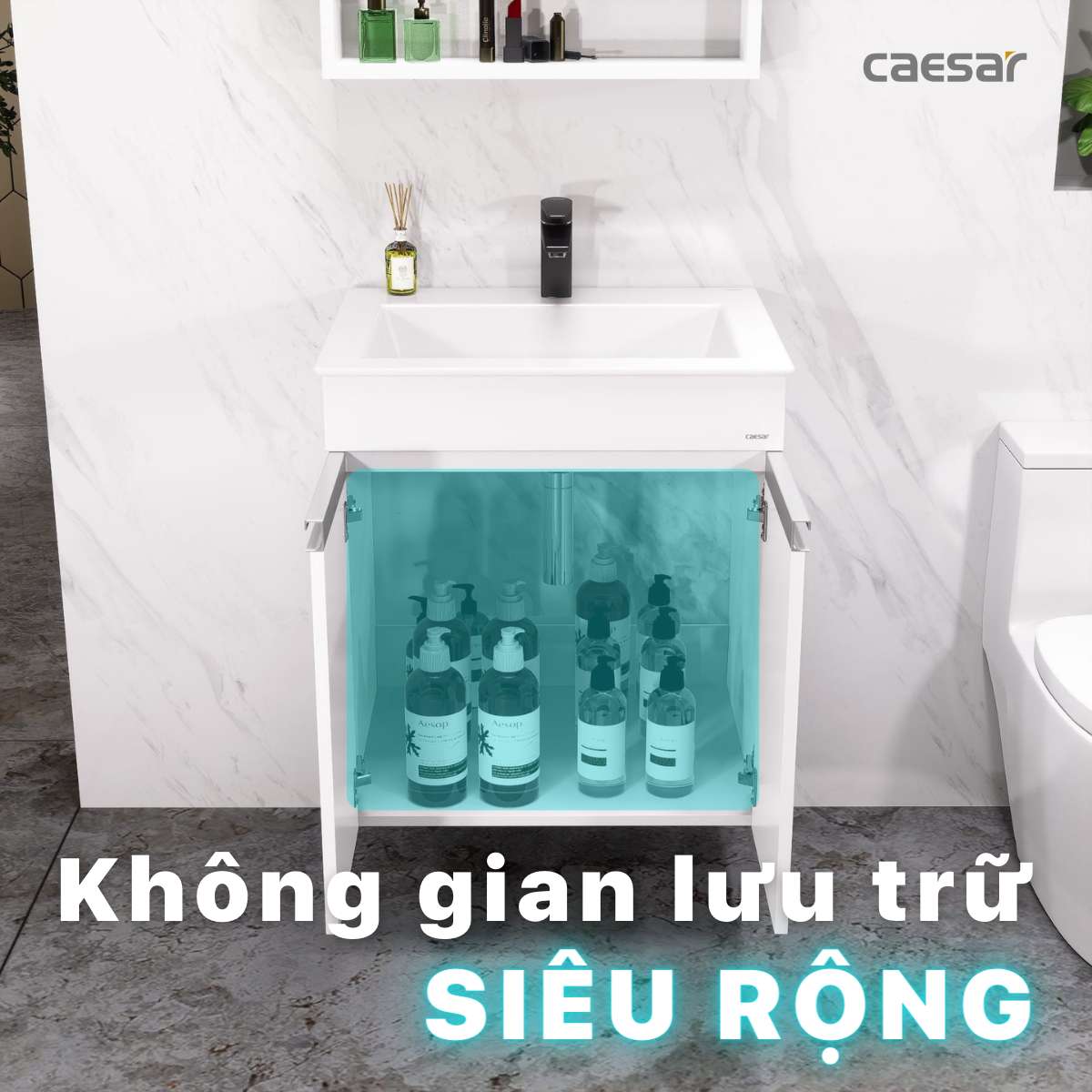 Bộ tủ chậu cabinet treo màu trắng Caesar LF5017+EH05017AV