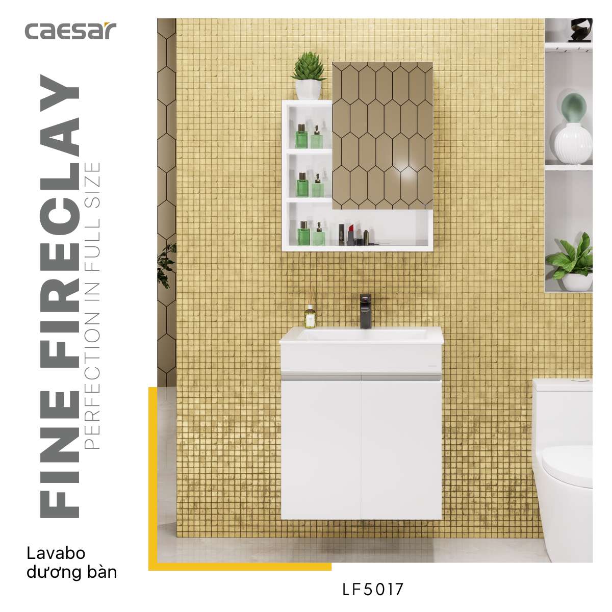 Bộ tủ chậu cabinet treo màu trắng Caesar LF5017+EH05017AV