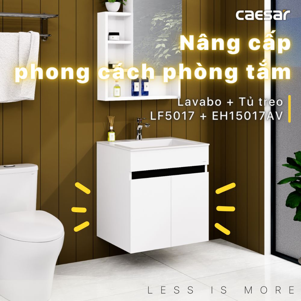 Bộ tủ chậu cabinet treo màu trắng Caesar LF5017+EH15017AV