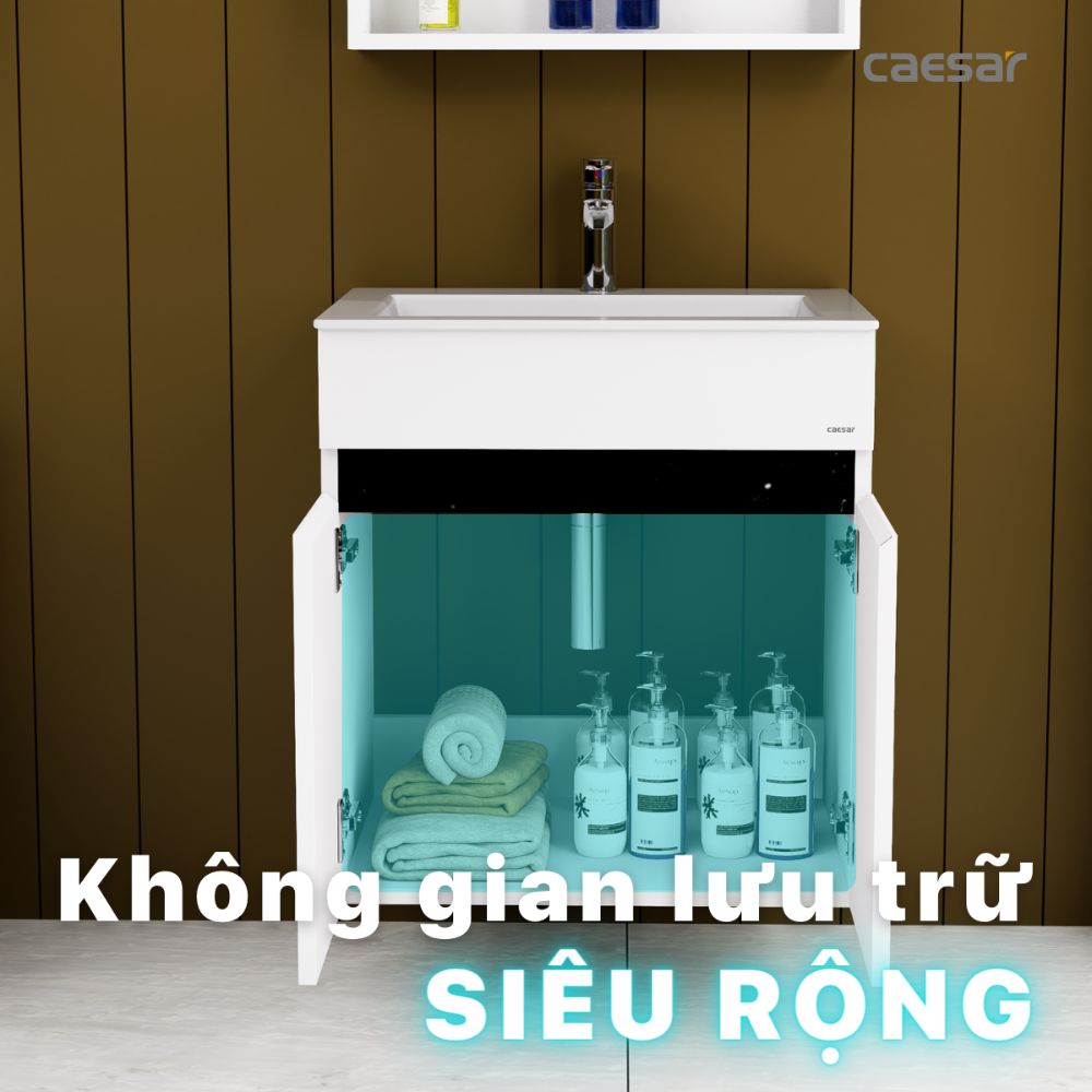 Bộ tủ chậu cabinet treo màu trắng Caesar LF5017+EH15017AV