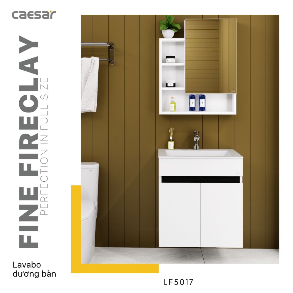Bộ tủ chậu cabinet treo màu trắng Caesar LF5017+EH15017AV