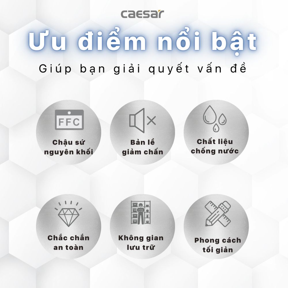Bộ tủ chậu cabinet treo màu trắng Caesar LF5017+EH15017AV