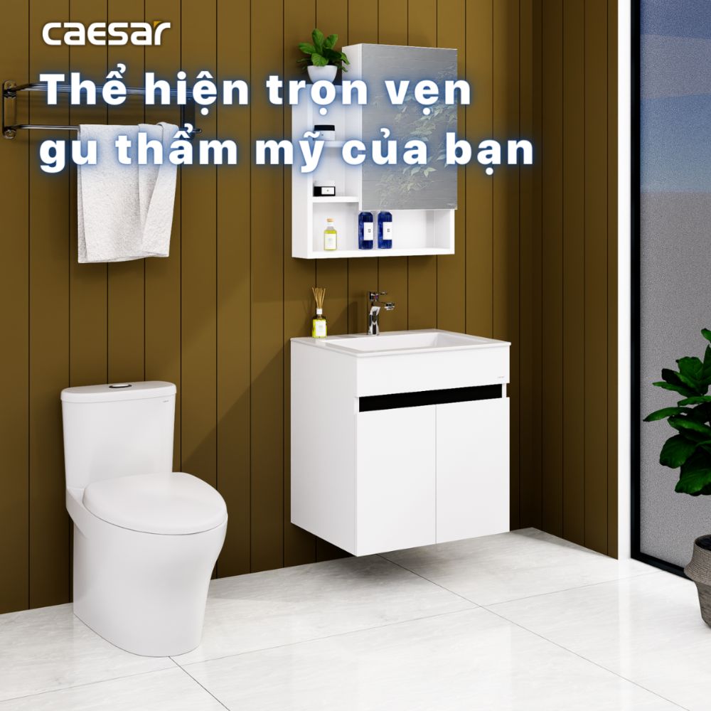 Bộ tủ chậu cabinet treo màu trắng Caesar LF5017+EH15017AV