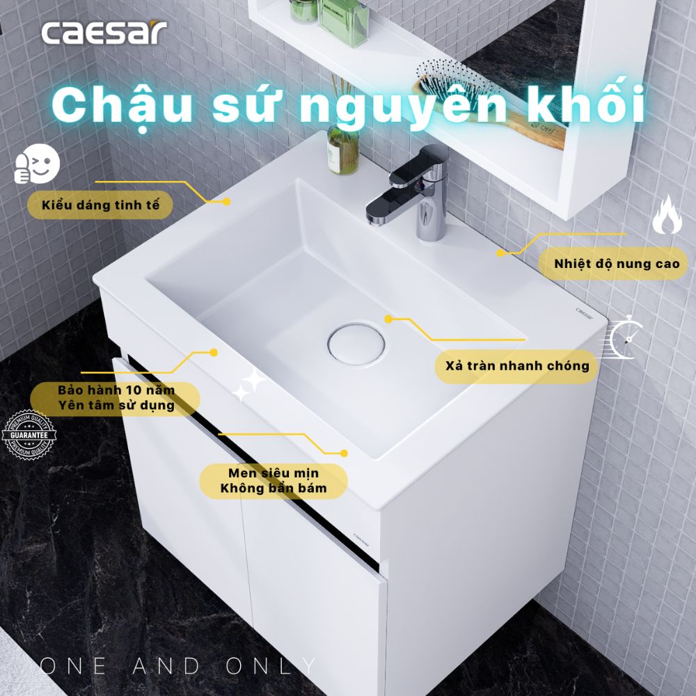Bộ tủ chậu cabinet treo màu trắng Caesar LF5017+EH15017AV