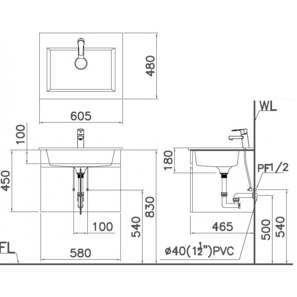 Bộ tủ chậu cabinet treo màu trắng Caesar LF5017+EH05017AV