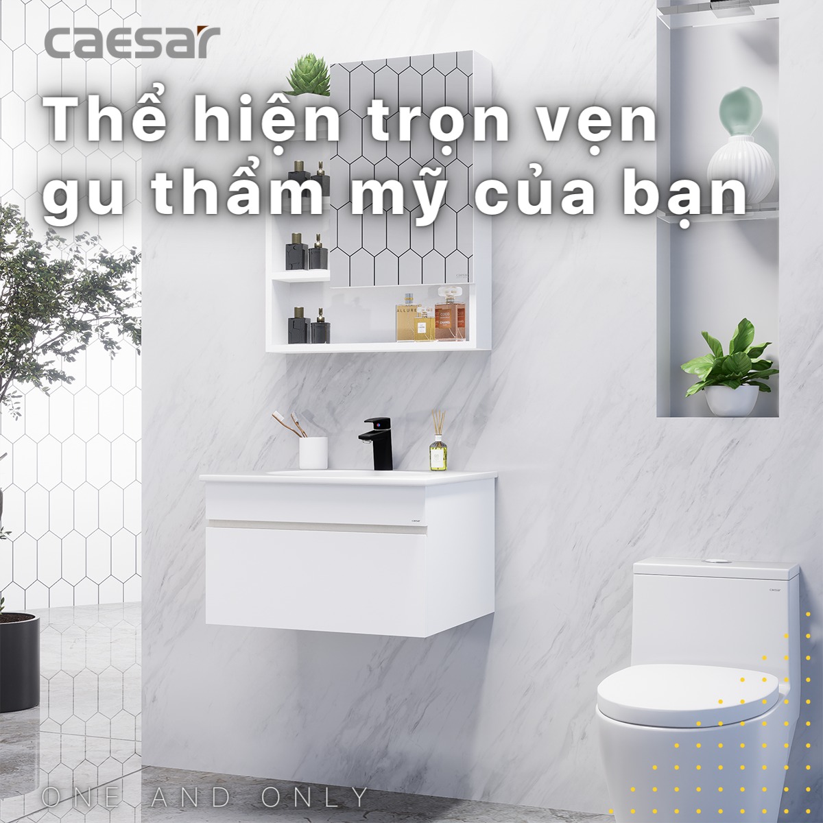 Bộ tủ chậu cabinet treo màu trắng Caesar LF5024+EH05024DDV