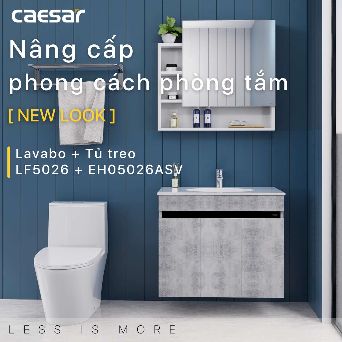Bộ tủ chậu cabinet treo màu xám đậm Caesar LF5026+EH05026ASV