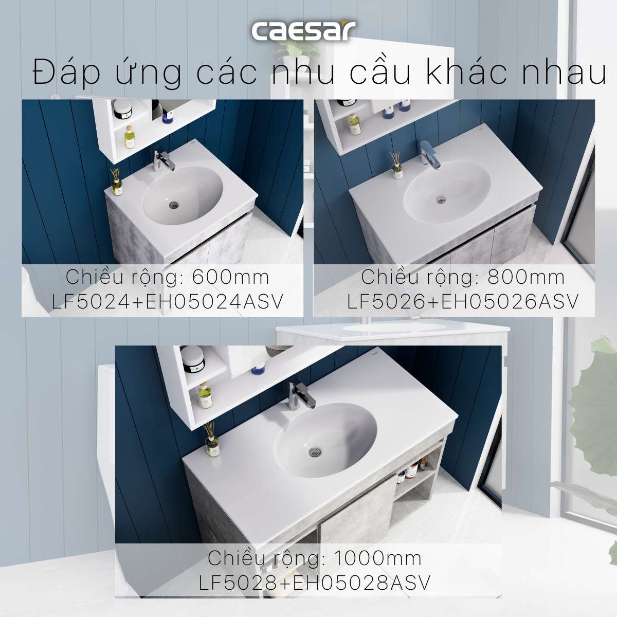 Bộ tủ chậu cabinet treo màu xám đậm Caesar LF5026+EH05026ASV