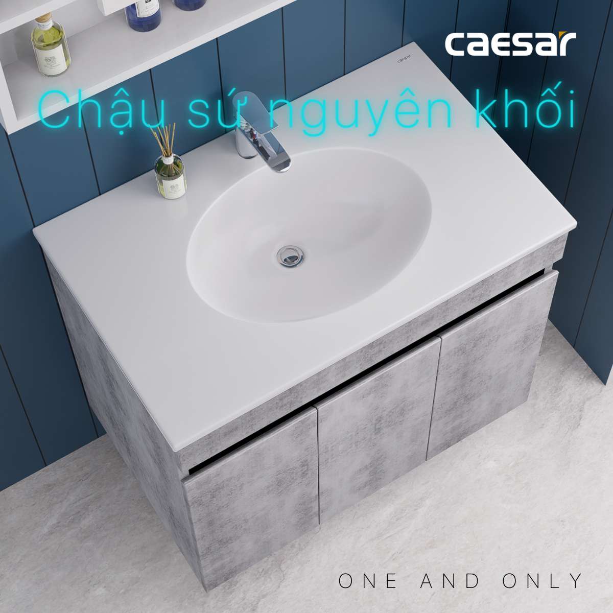 Bộ tủ chậu cabinet treo màu xám đậm Caesar LF5026+EH05026ASV