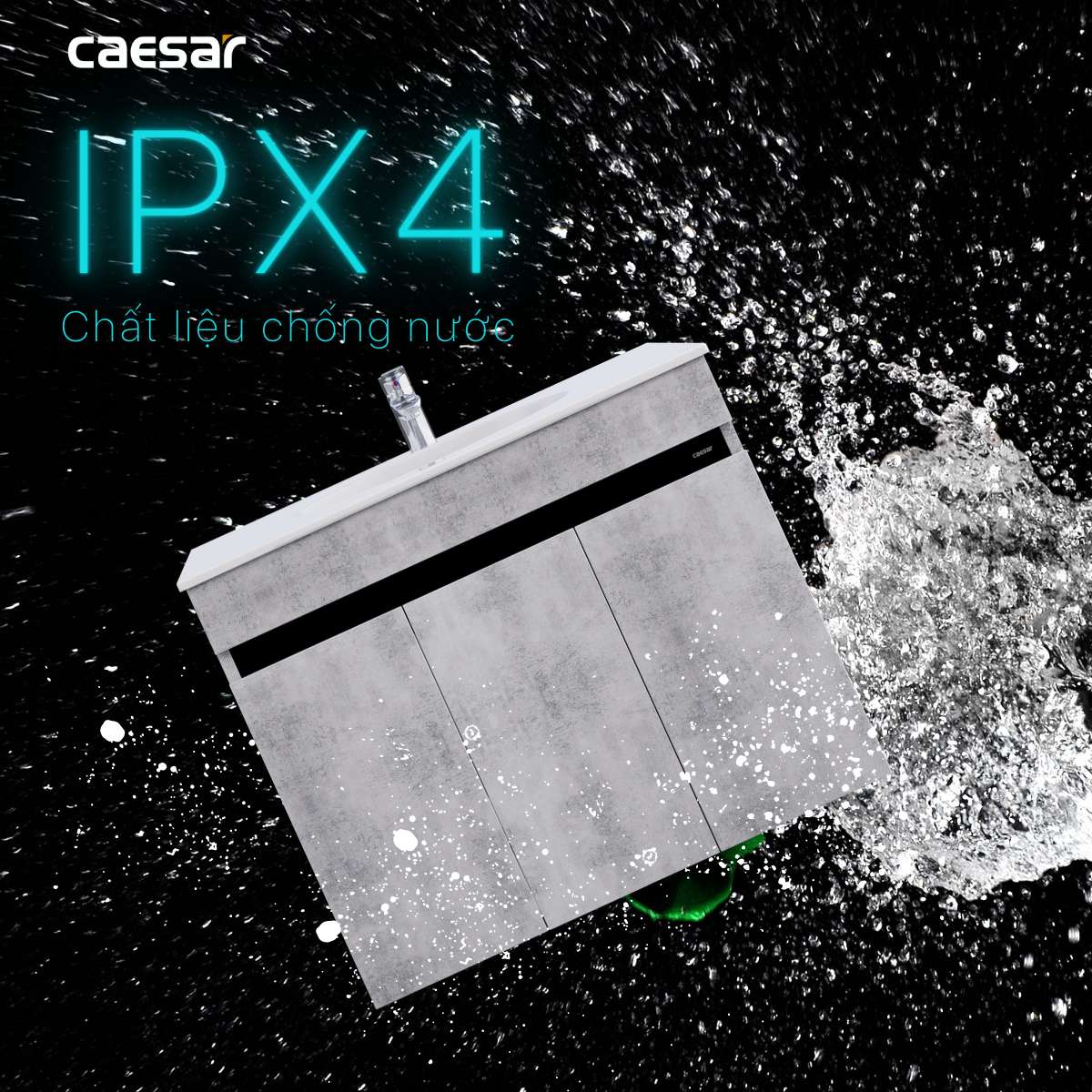 Bộ tủ chậu cabinet treo màu xám đậm Caesar LF5026+EH05026ASV