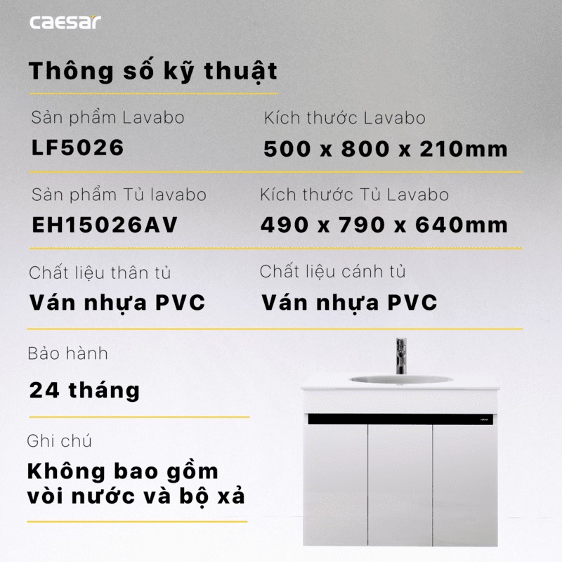 Bộ tủ chậu cabinet Caesar LF5026+EH15026AV
