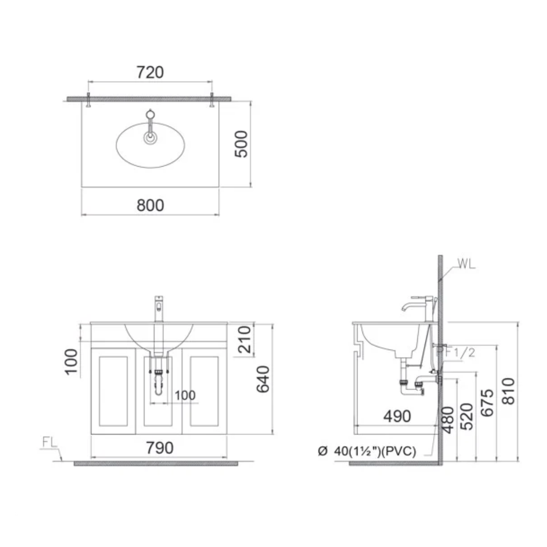 Bộ tủ chậu cabinet Caesar LF5026+EH15026AV