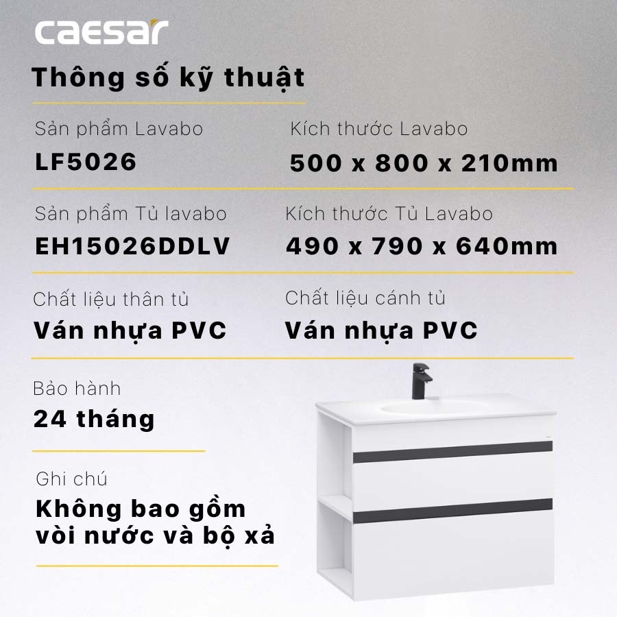 Bộ tủ chậu cabinet Caesar LF5026+EH15026DDLV