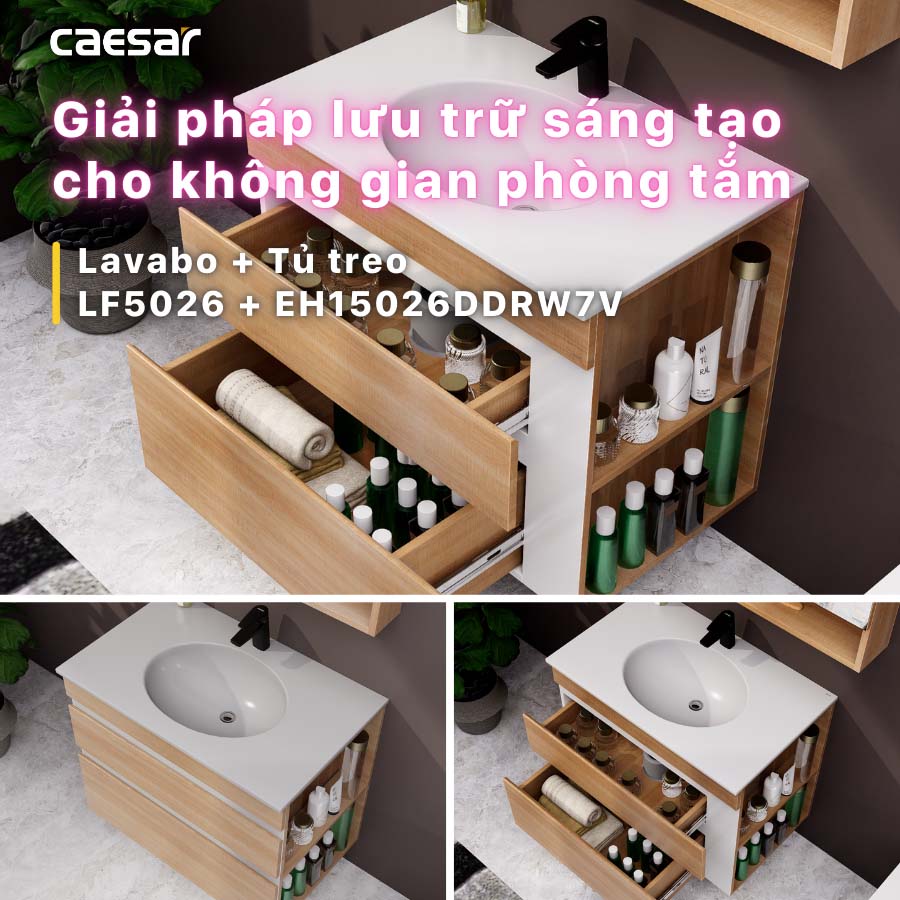 Bộ tủ chậu cabinet Caesar LF5026+EH15026DDRW7V
