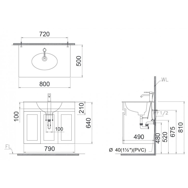 Bộ Tủ Chậu Cabinet Treo Màu Trắng Caesar LF5026+EH05026AV