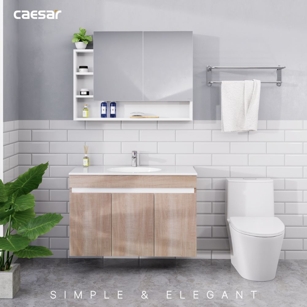 Bộ tủ chậu cabinet vân gỗ Caesar LF5028+EH15028AW7V