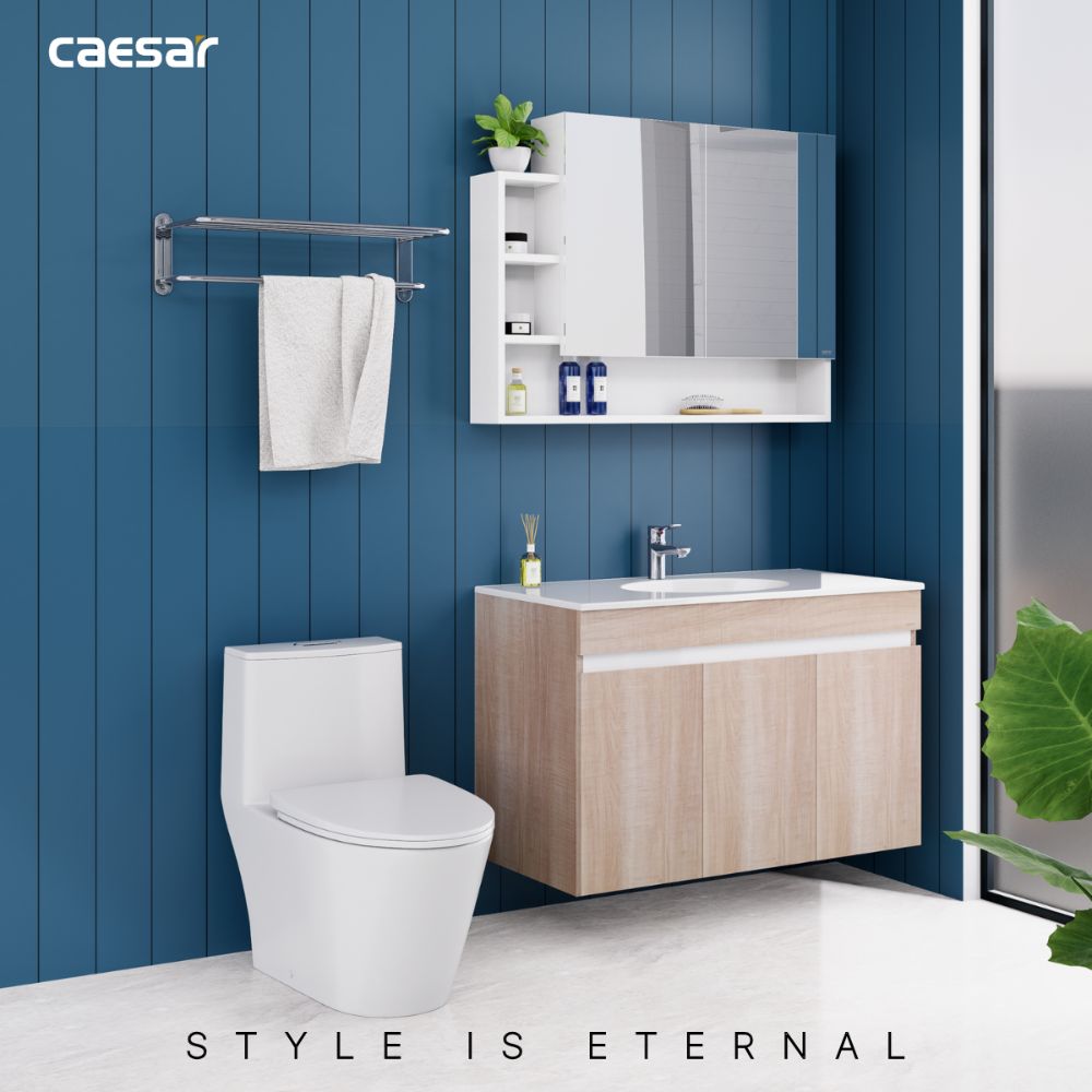 Bộ tủ chậu cabinet vân gỗ Caesar LF5028+EH15028AW7V