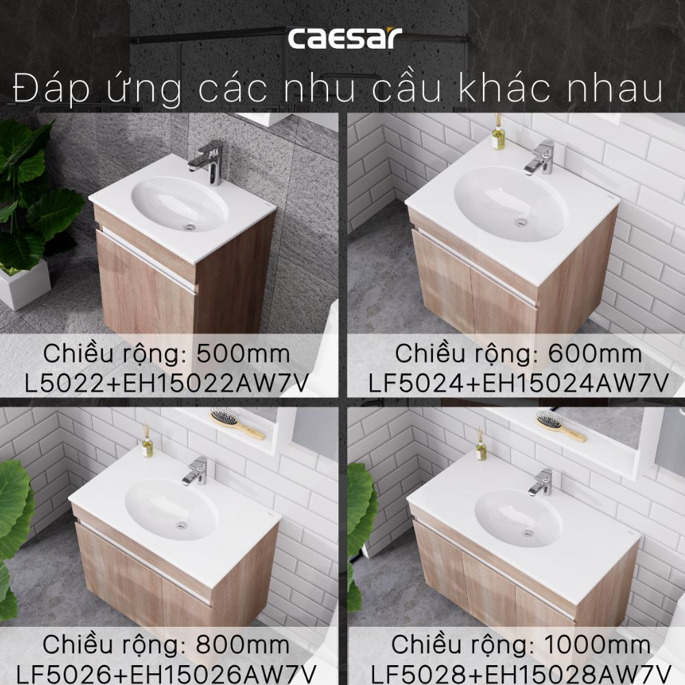 Bộ tủ chậu cabinet vân gỗ Caesar LF5028+EH15028AW7V
