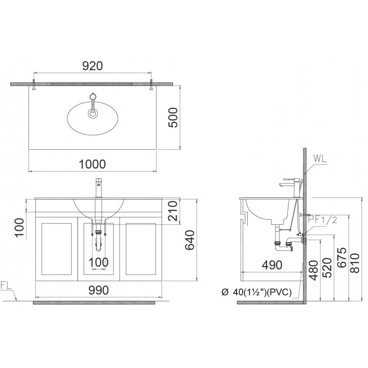 Bộ Tủ Chậu Cabinet Treo Màu Trắng Caesar LF5028+EH05028AV