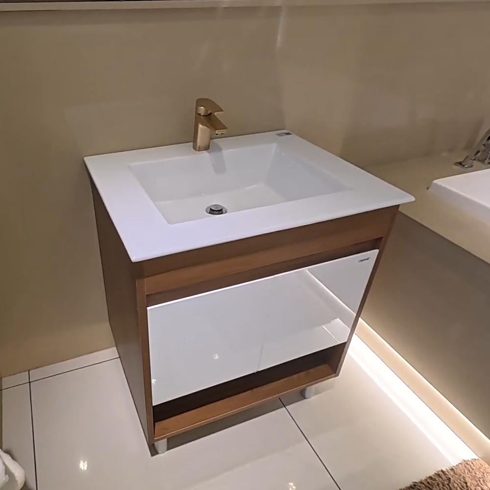 Bộ tủ chậu cabinet treo màu vân gỗ Caesar LF5030+EH05030AWV