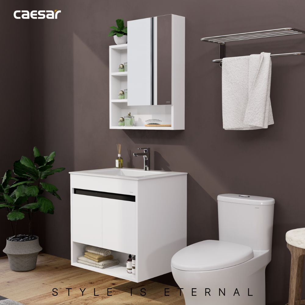 Bộ tủ chậu cabinet màu trắng Caesar LF5030+EH15030AV